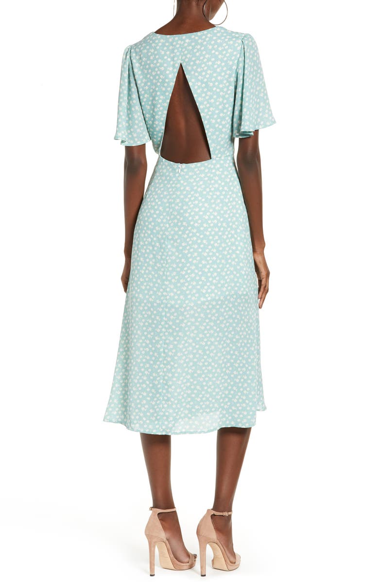 Leith Flutter Sleeve Midi Dress, Alternate, color, 