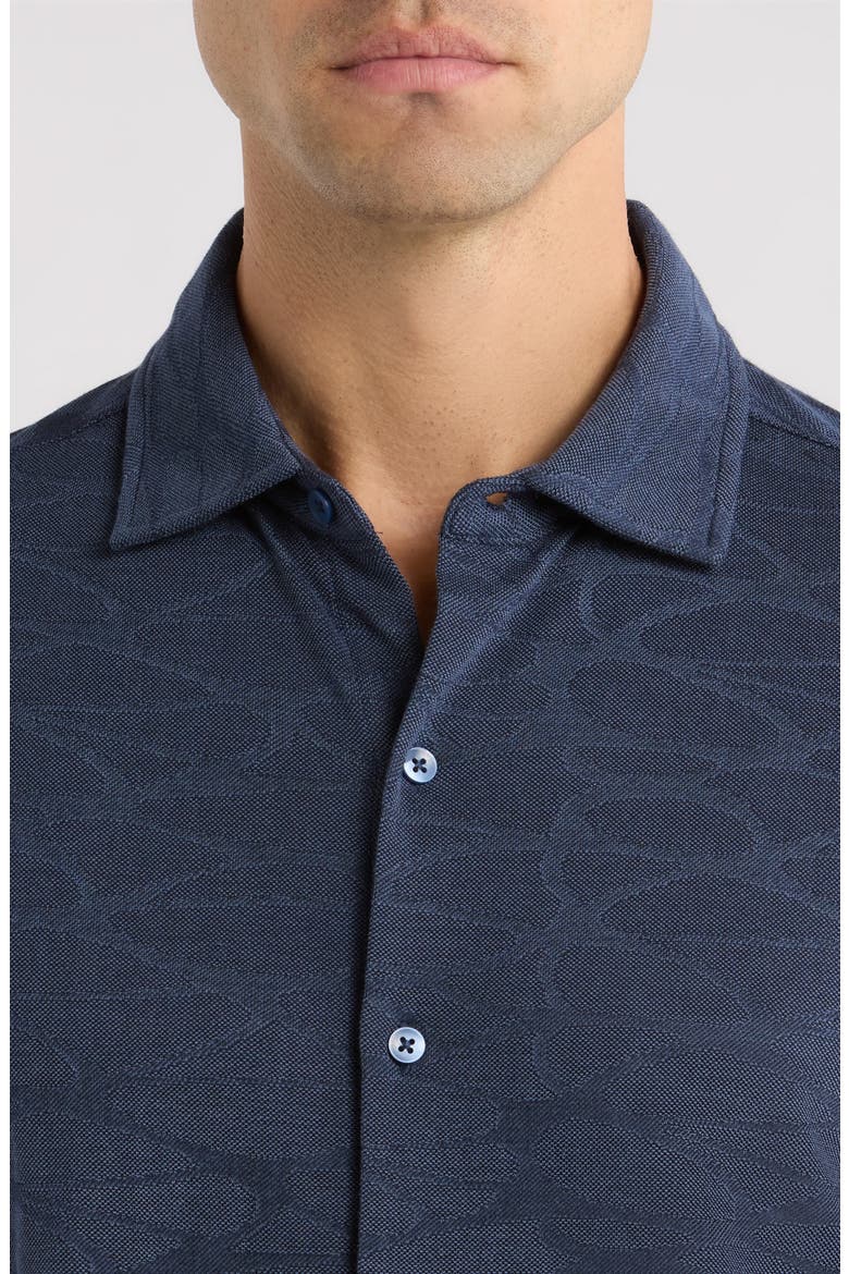 Graham Short Sleeve Sleeve Knit Button-Up Shirt, Alternate, color, DARK CASPIAN