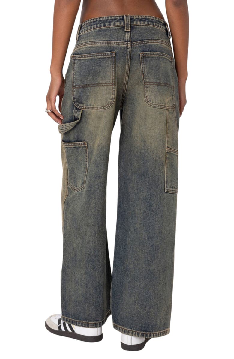 EDIKTED Contrast Panel Low-Rise Baggy Jeans, Alternate, color, Blue-Washed