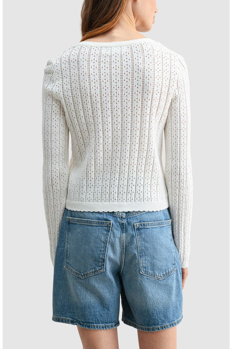Pointelle Button Down Cardigan, Alternate, color, IVORY
