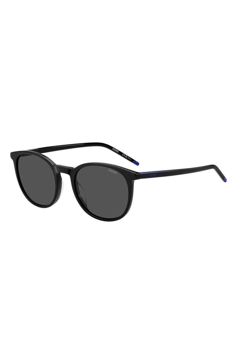 HUGO Panthos 53mm Round Sunglasses, Alternate, color, Black/ Grey