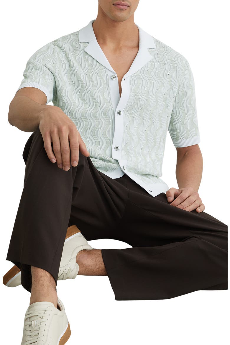 Johnny Short Sleeve Camp Collar Cardigan, Alternate, color, SOFT SAGE