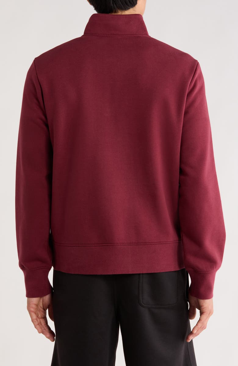Zella Vital Fleece Quarter Zip Pullover, Alternate, color, Burgundy Tannin