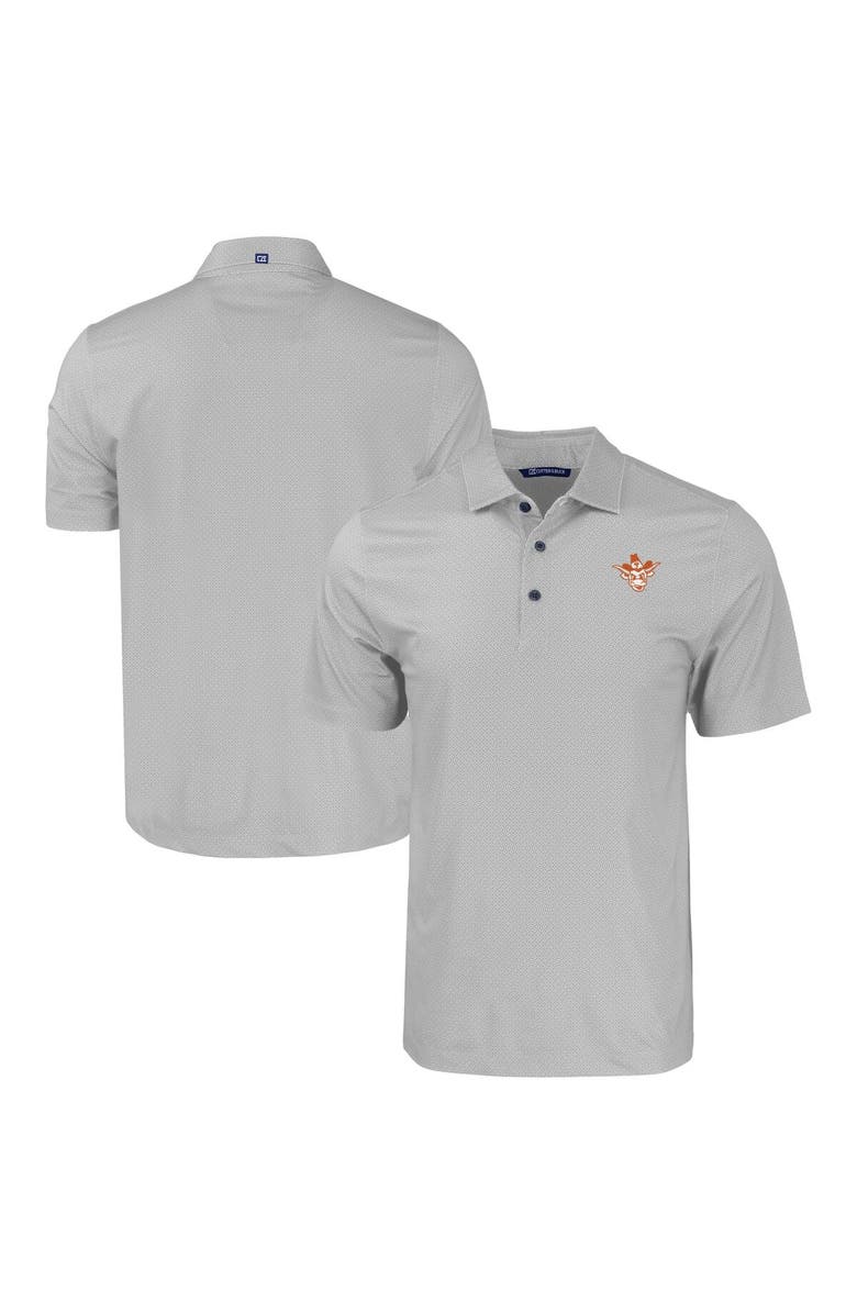 Cutter & Buck Men's Cutter & Buck  Gray Texas Longhorns Pike Eco Tonal Geo Print Stretch Recycled Polo, Alternate, color, 