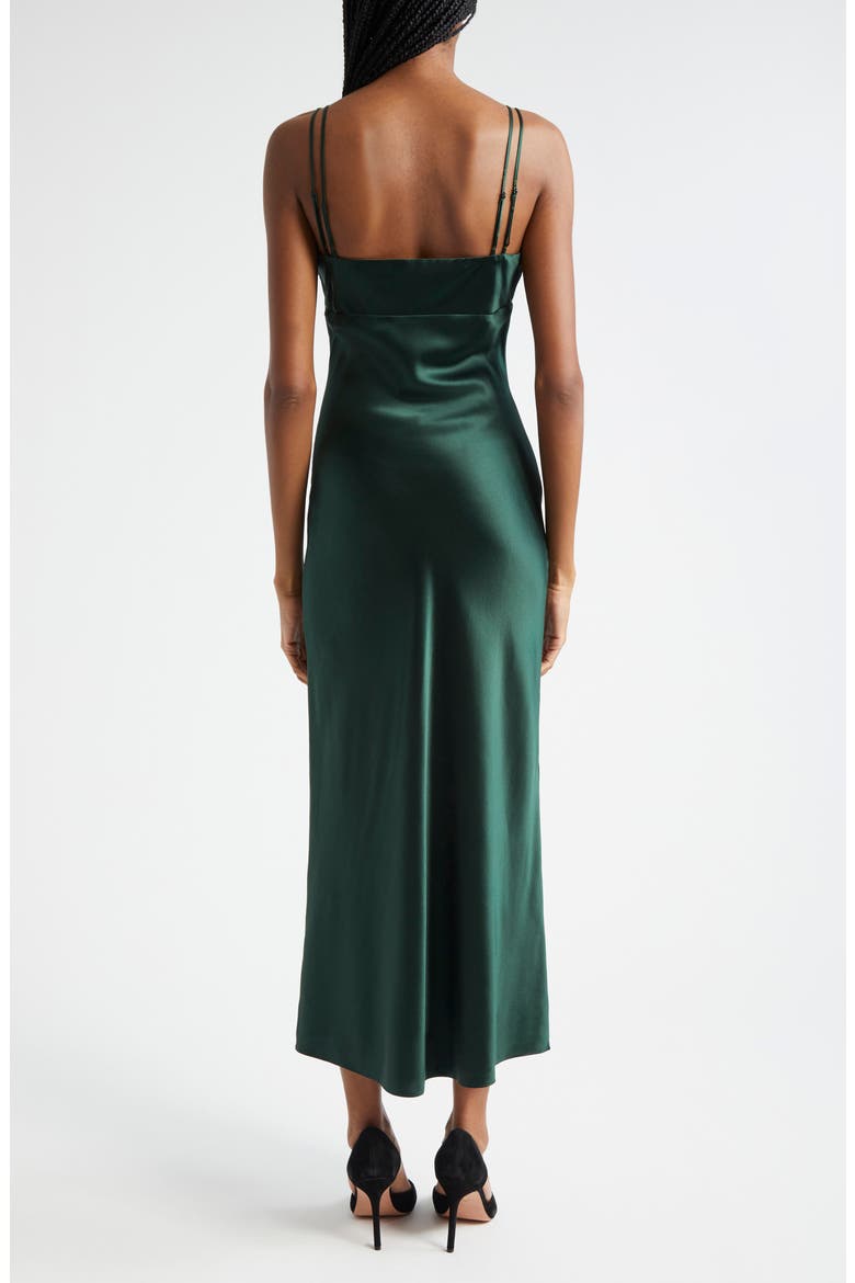 Bixie Lace Detail Silk Blend Slipdress, Alternate, color, PINE