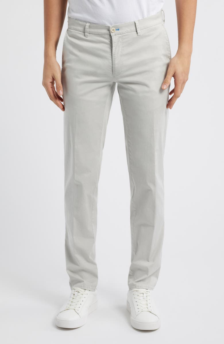 Brax Fabio Micropattern Flat Front Cotton Blend Pants, Main, color, Sand