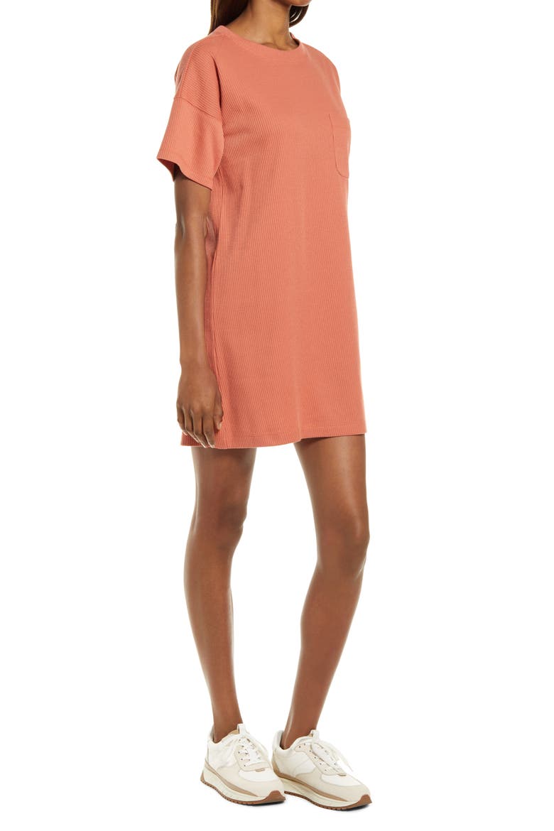 Rib T-Shirt Dress, Alternate, color, SWEET DAHLIA