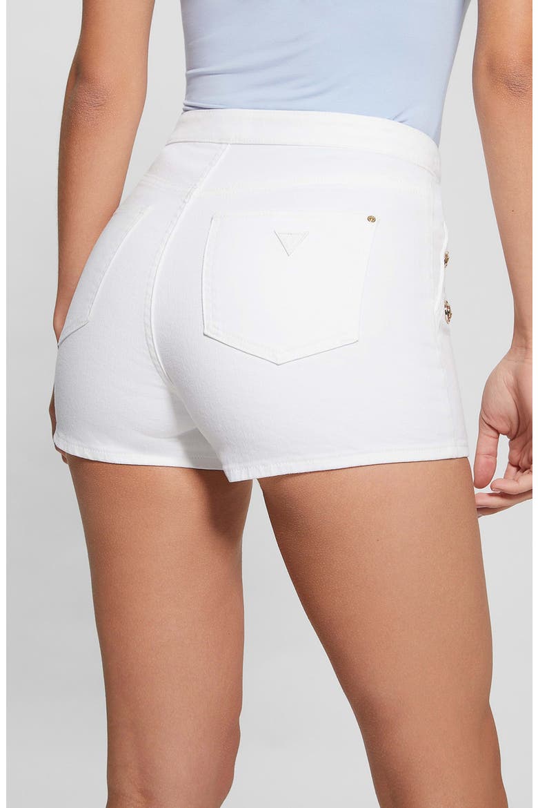 Janea High Waist Button Shorts, Alternate, color, WHITE