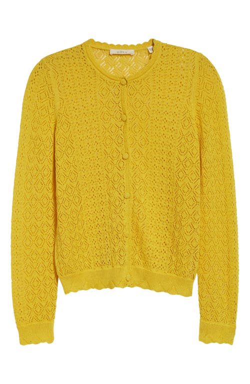 Doen Dôen Diane Pointelle Cardigan In Yellow