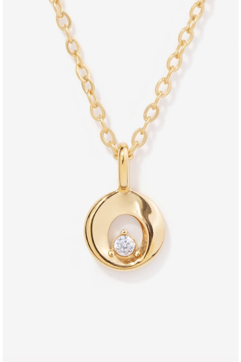Mini Halo Charm Necklace, Main, color, Gold