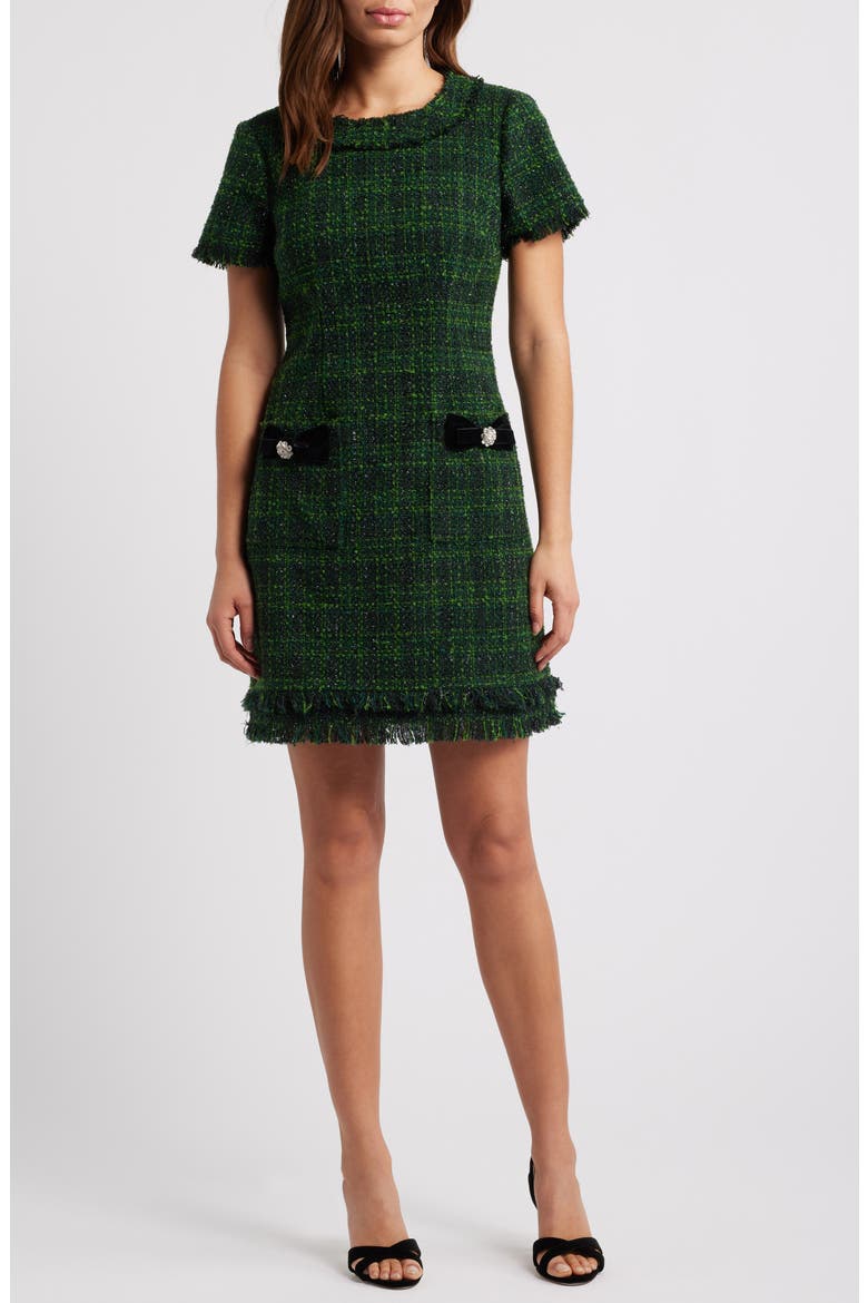 Metallic Tweed Dress, Main, color, HUNTER