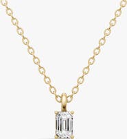 SEREIA OFFICIAL 14K Gold 0.25 ct Lab Grown Emerald Cut Diamond Pendant with Prong