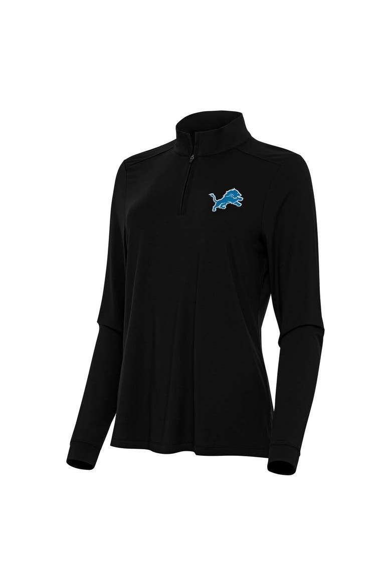 Women's Antigua  Black Detroit Lions Intent Quarter-Zip Sweatshirt, Alternate, color, Black