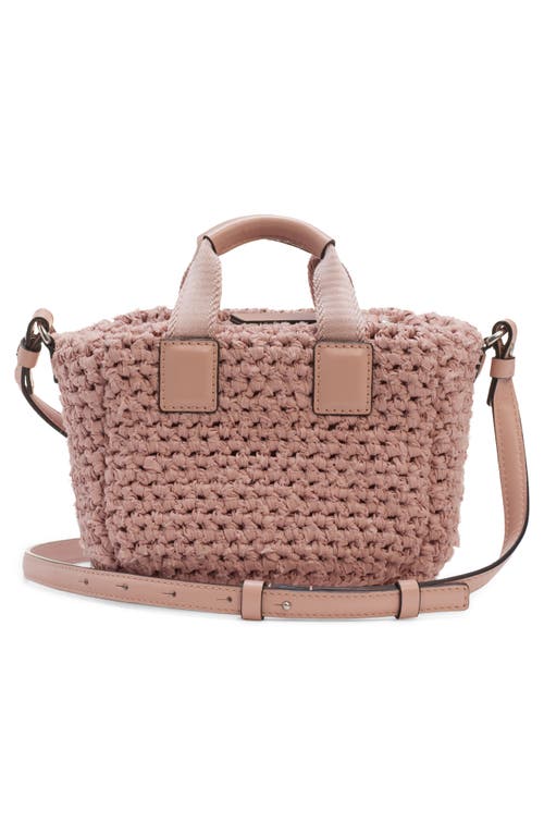 Shop Moncler Mini Caradoc Woven Crossbody Bag In Rose Dawn