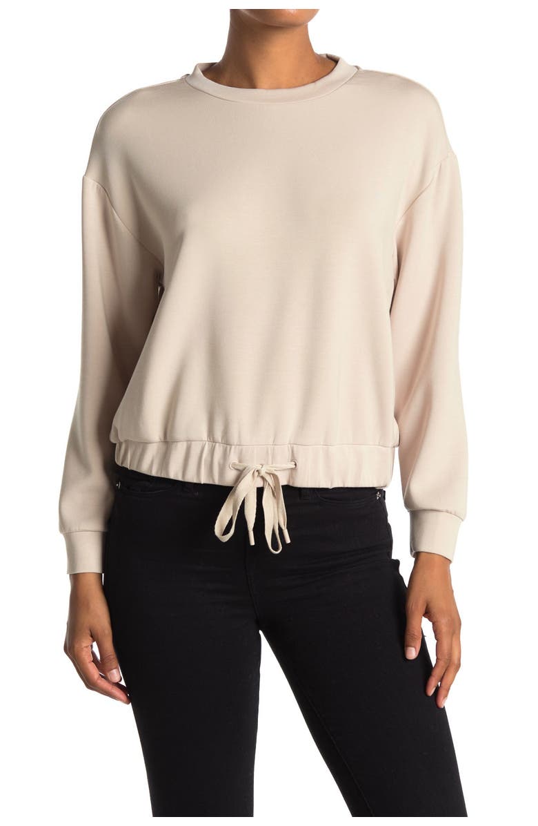 FOR THE REPUBLIC Long Sleeve Scuba Drawstring Front Tee, Main, color,