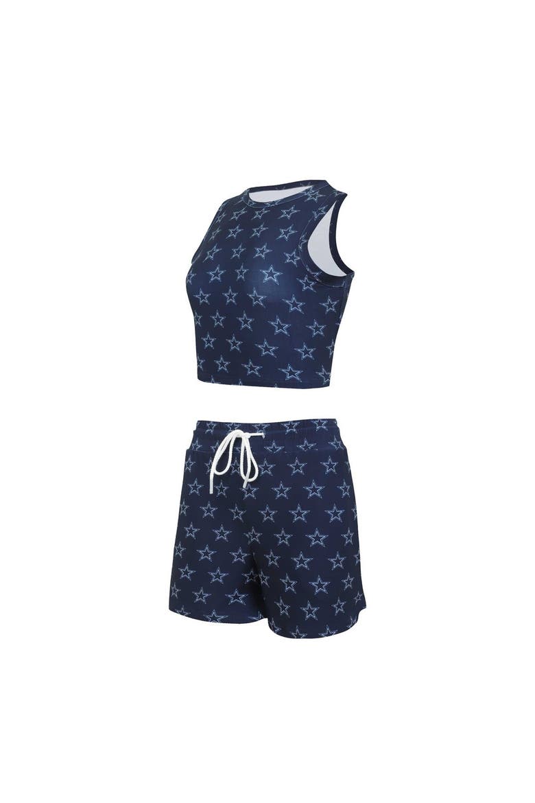 Women's Concepts Sport Dallas Cowboys Gauge Allover Print Cropped Tank Top & Shorts Sleep Set, Alternate, color, Navy