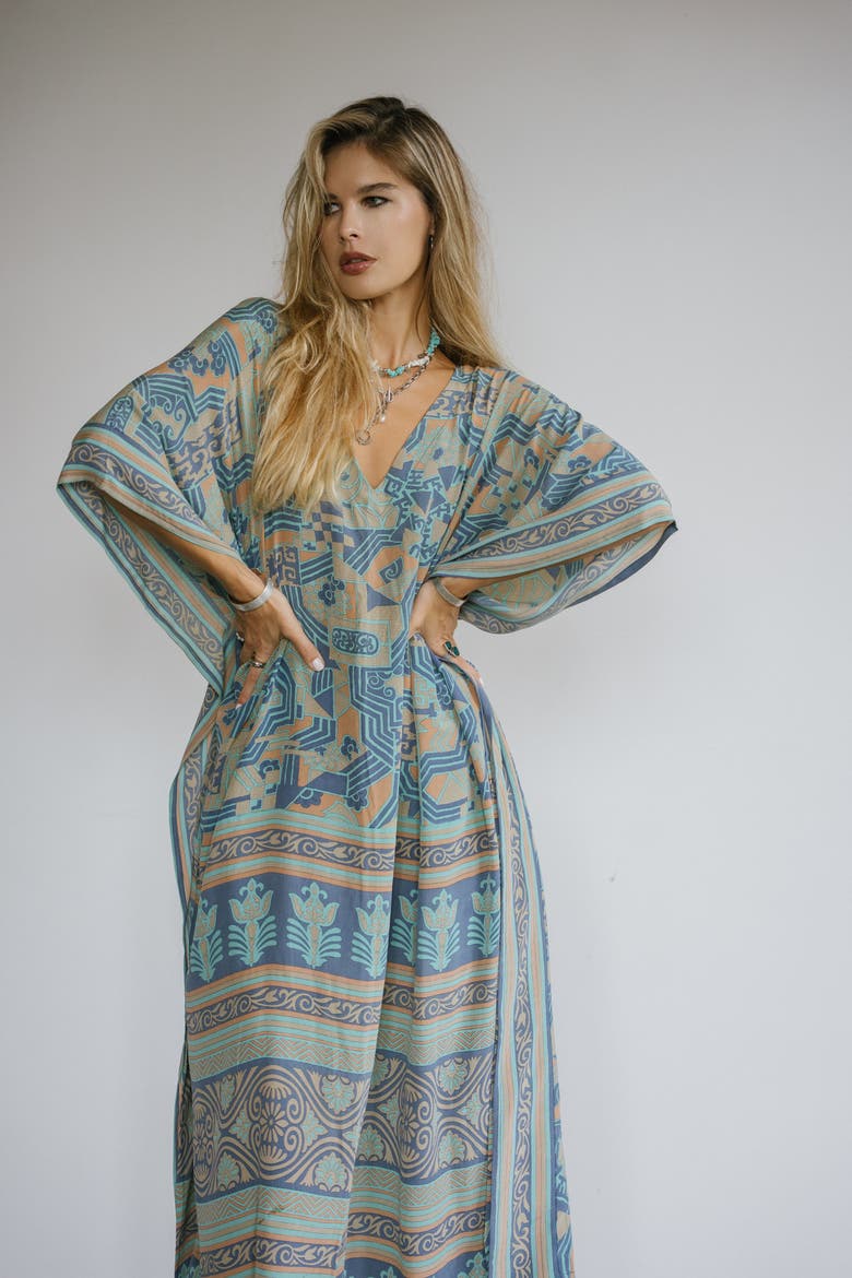 Long Caftan Marley, Alternate, color, Blue Print