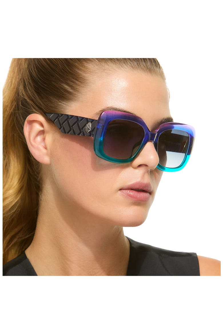 55mm Sunglasses, Alternate, color, TEAL/ DARK GREY SF
