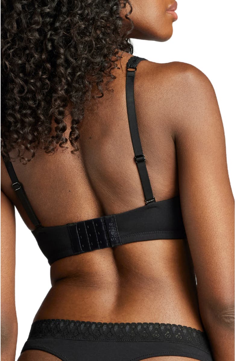 Siella Organic Cotton Lace Plunge Bra, Alternate, color, Black