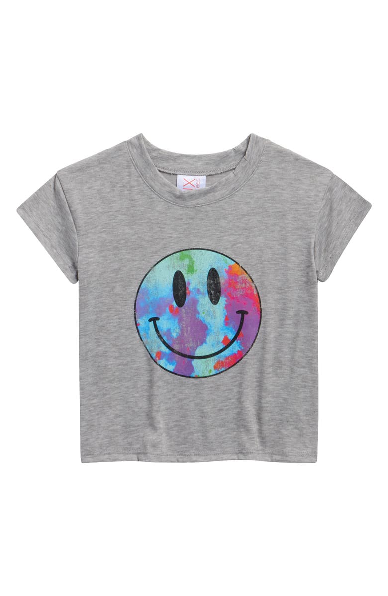 LUX Tees Short Sleeve Tie Dye Smile T-Shirt, Main, color, Heather Grey