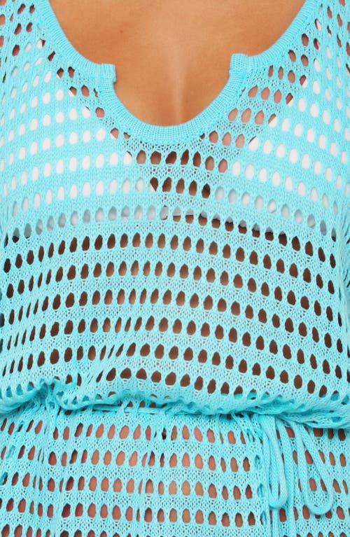 Becca Playa Open Stitch Cover-up Minidress In Blue