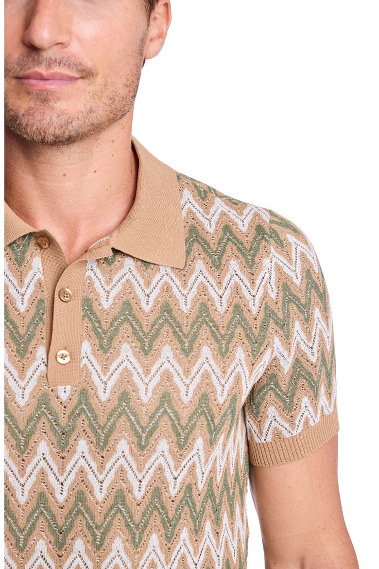 Zigzag Knit Polo, Alternate, color, TAN FOREST ZIG ZAG