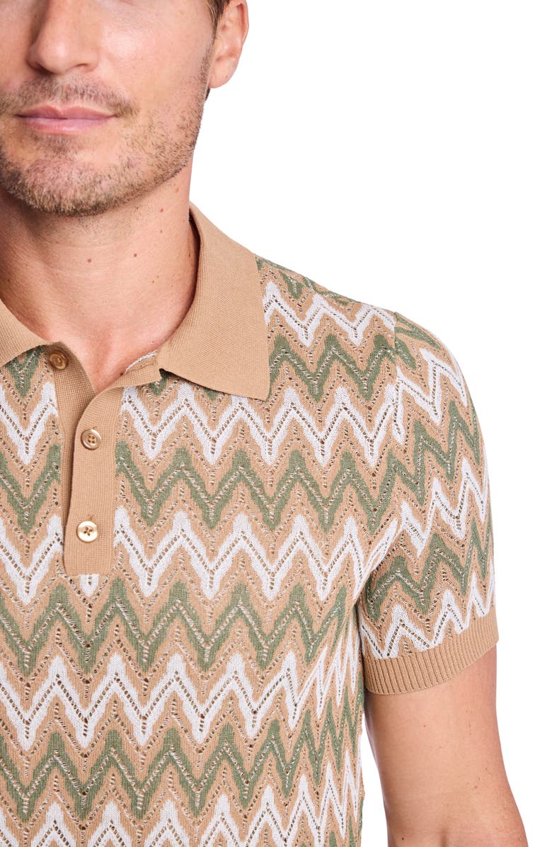 PAISLEY & GRAY Zigzag Knit Polo, Alternate, color, Tan Forest Zig Zag
