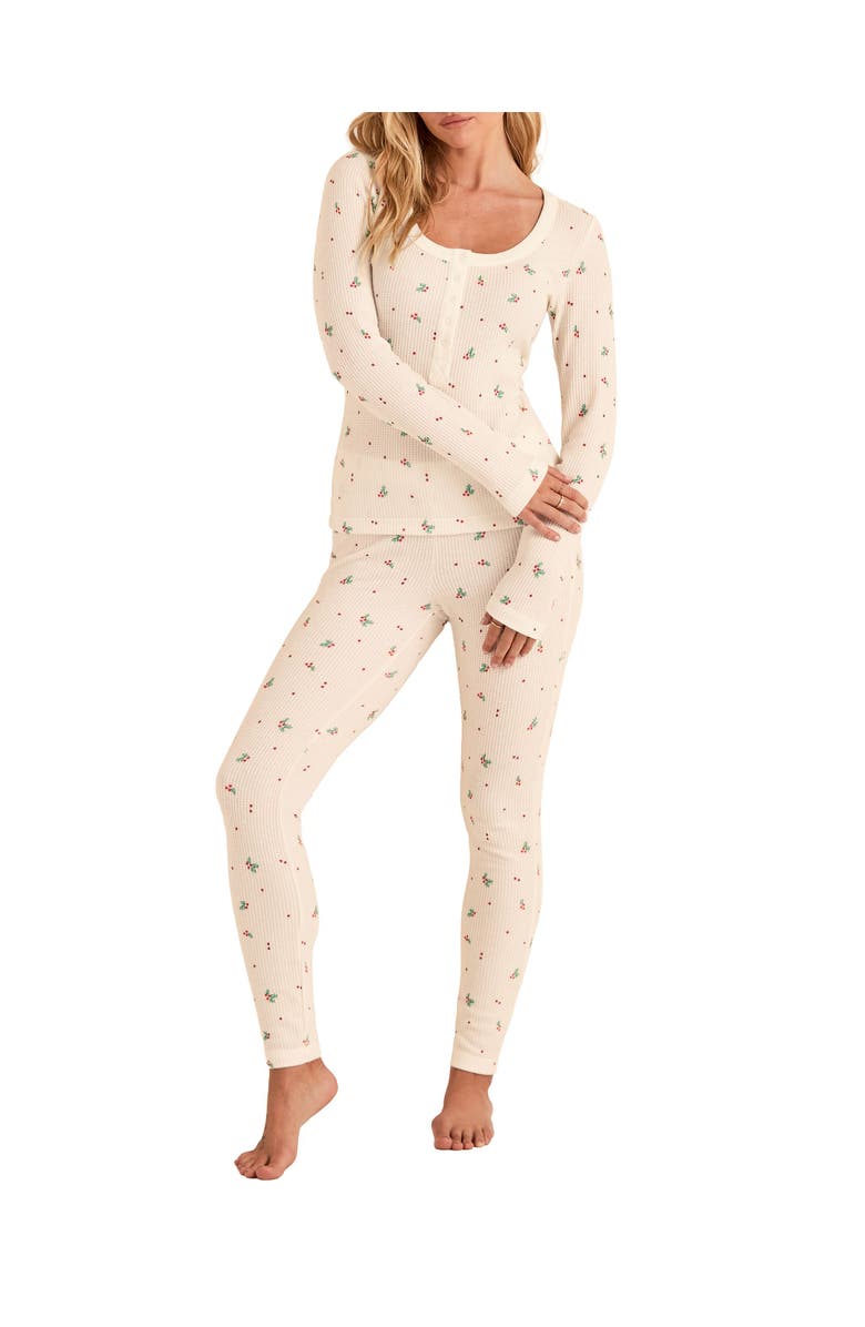 Adore Me Kathy Waffle Pajama Set, Main, color, Novelty Beige
