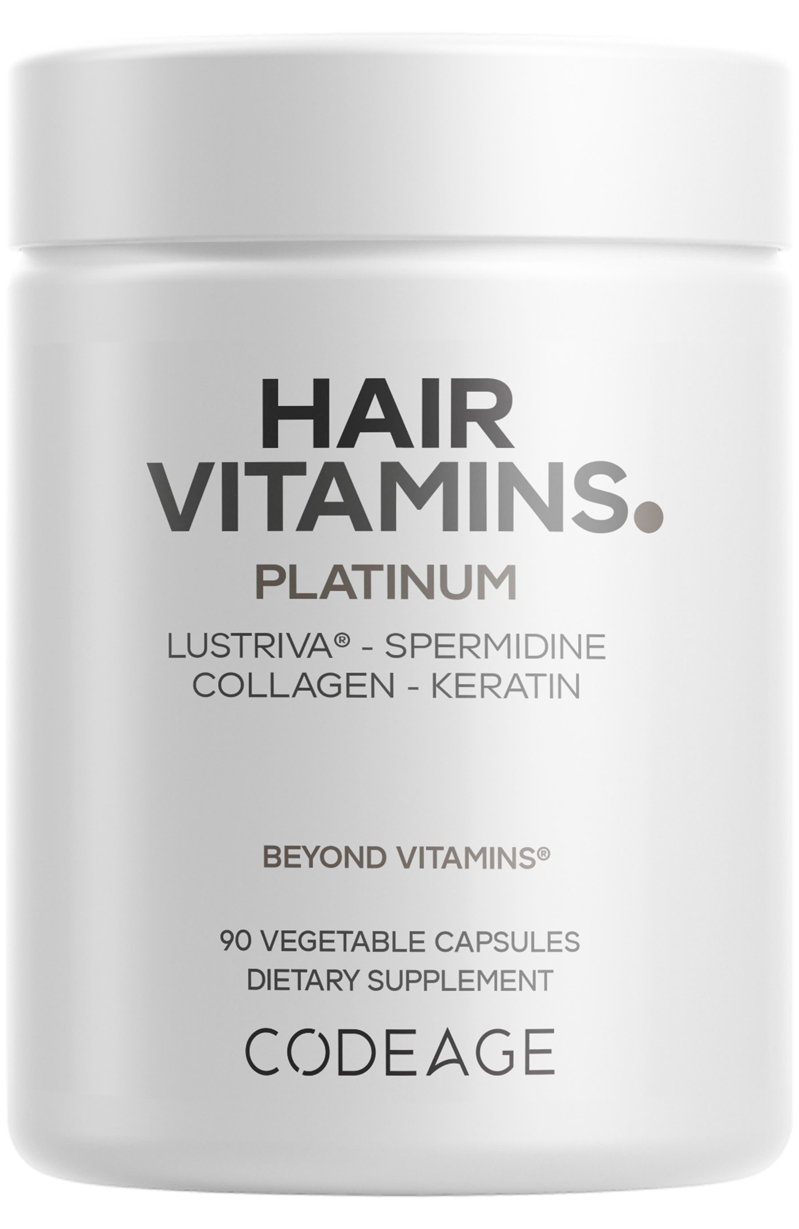 Codeage Hair Vitamins Platinum, Lustriva, AstraGin Supplement in White 