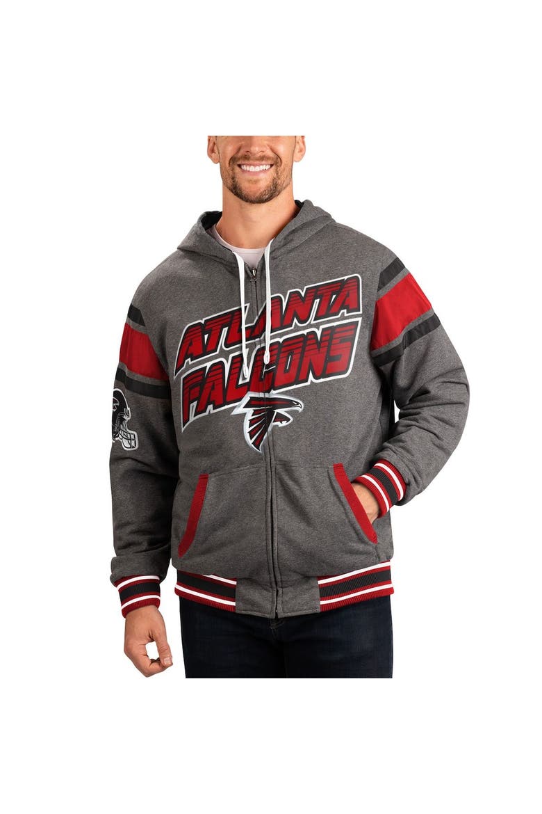 Men's G-III Sports by Carl Banks Gray/Red Atlanta Falcons Extreme Full Back Reversible Hoodie Full-Zip Jacket, Main, color, Red