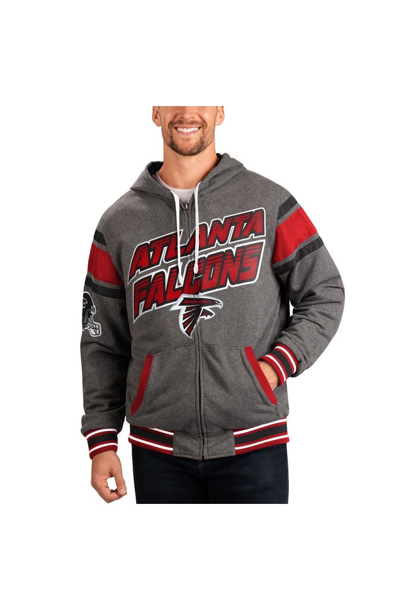 G-III SPORTS BY CARL BANKS Men's G-III Sports by Carl Banks Gray/Red Atlanta Falcons Extreme Full Back Reversible Hoodie Full-Zip Jacket, Main, color, Red