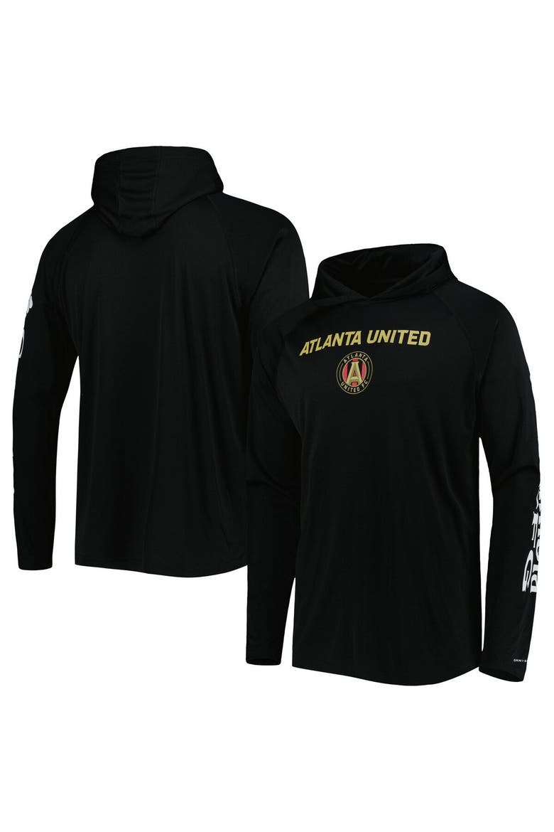 Men's Columbia Black Atlanta United FC Terminal Tackle Omni-Shade Raglan Pullover Hoodie, Main, color, Black