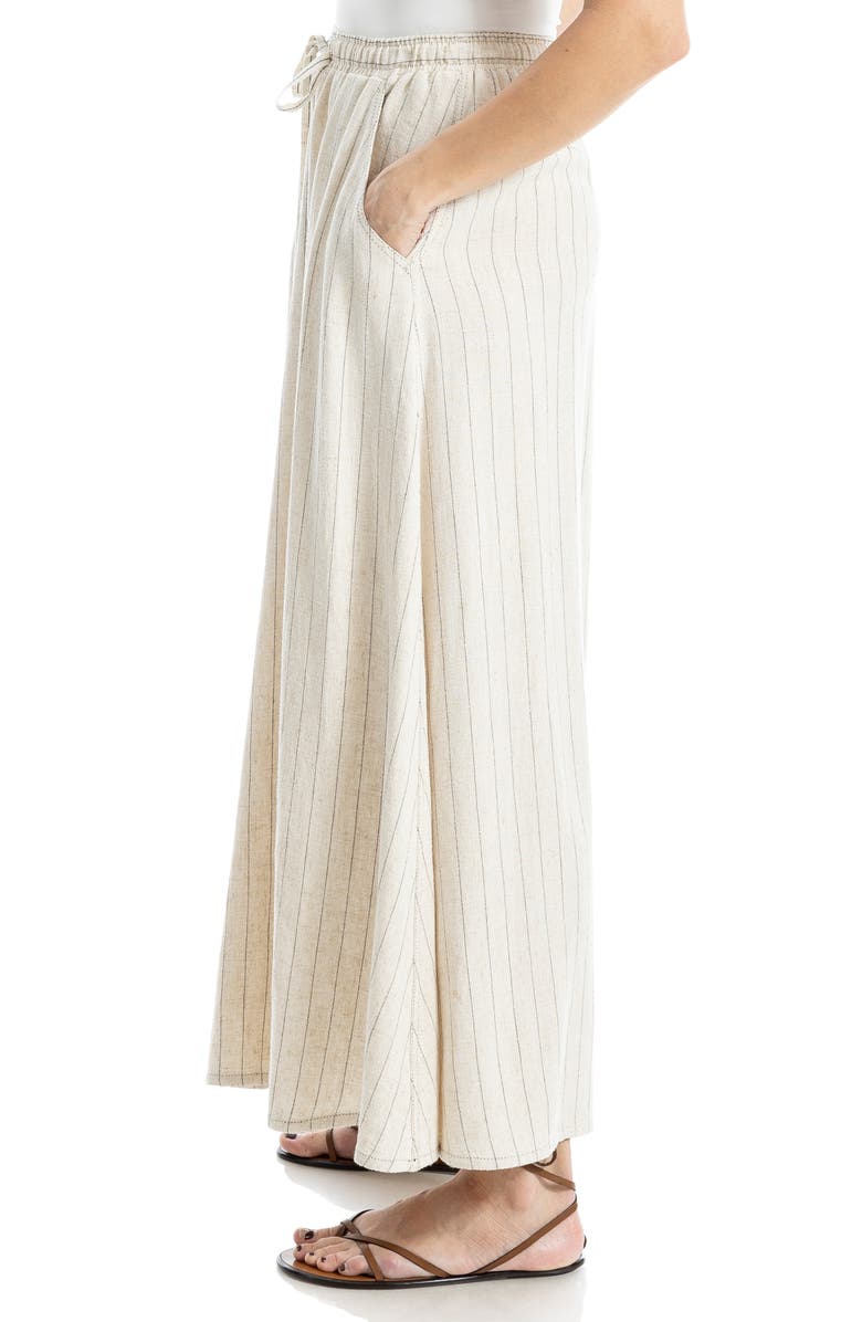MAX STUDIO Drawstring Circle Skirt, Alternate, color, Natural/ Black Pinstripe