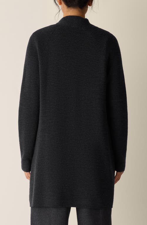 Eileen Fisher Raglan Sleeve Wool Cardigan In Black