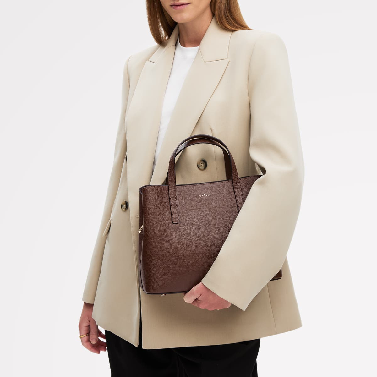 Radley Dukes Place - Texure Medium Ziptop Satchel Bag, Alternate, color, Chocolate