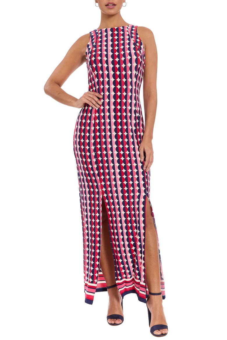 Carwash Sleeveless Maxi Dress, Main, color, IVORY/ PINK