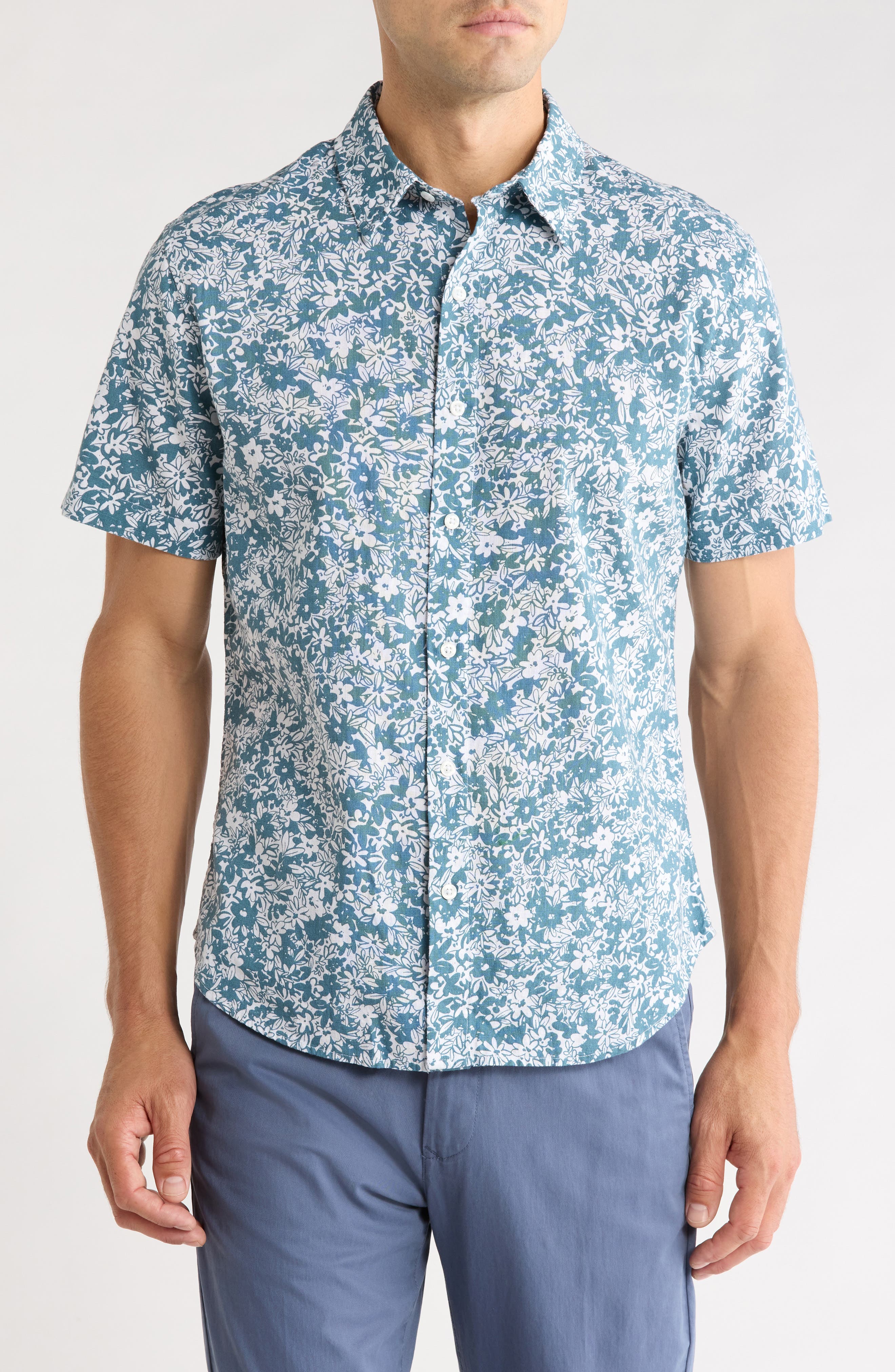 Slim Fit Cotton & Linen Button-Up Shirt