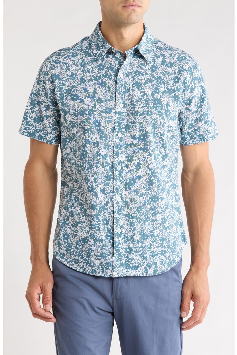 Slim Fit Cotton & Linen Button-Up Shirt, Main, color, AVIGNON FLORAL C38