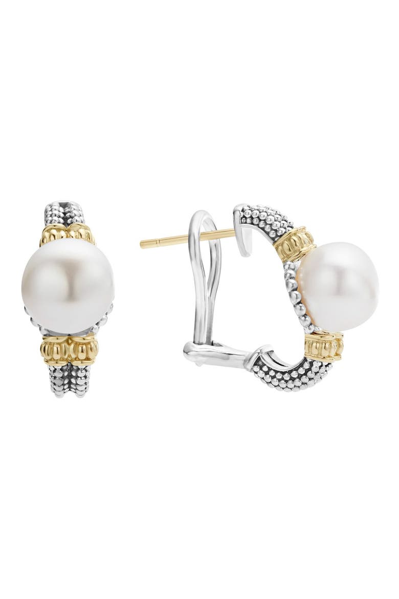 Luna Pearl Drop Earrings, Main, color, SILVER/ PEARL