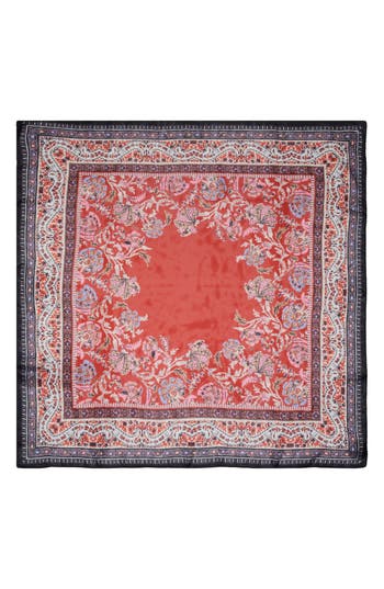 Vince Camuto Block Print Floral Square Scarf In Red
