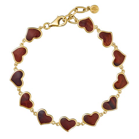 All Around Heart Bracelet Set In 18K Gold Overlay Sterling Silver