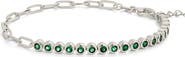 Sterling Forever Cubic Zirconia Paper Clip Chain Tennis Bracelet