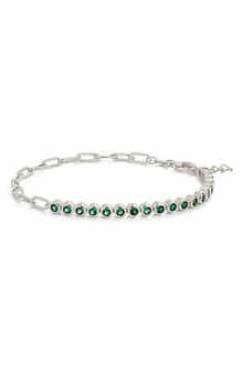 Sterling Forever Cubic Zirconia Paper Clip Chain Tennis Bracelet