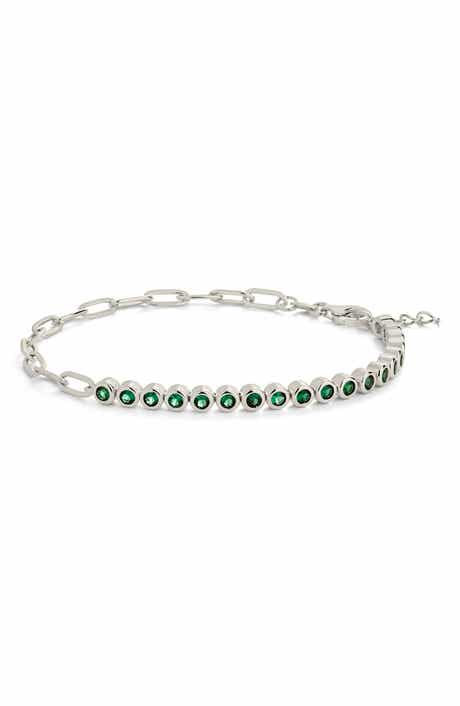 Cubic Zirconia Paper Clip Chain Tennis Bracelet
