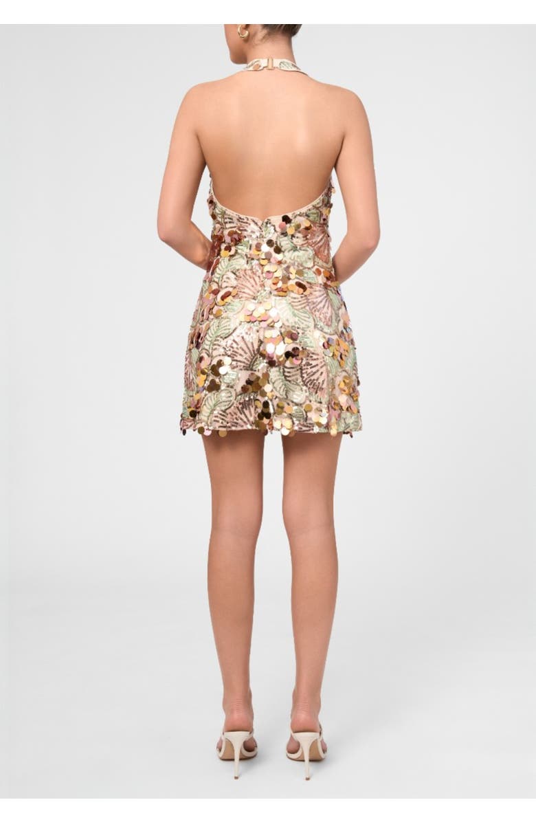 RACHEL Rachel Roy Xiomara Sequin Halter Mini Dress, Alternate, color, Buff Nude