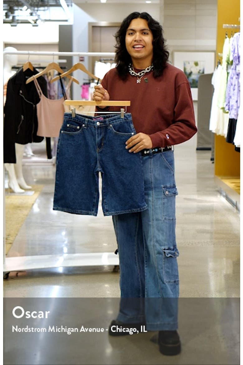 Oversize Low Rise Denim Bermuda Shorts video