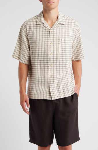 Topman Check Textured Cotton & Viscose Camp Shirt