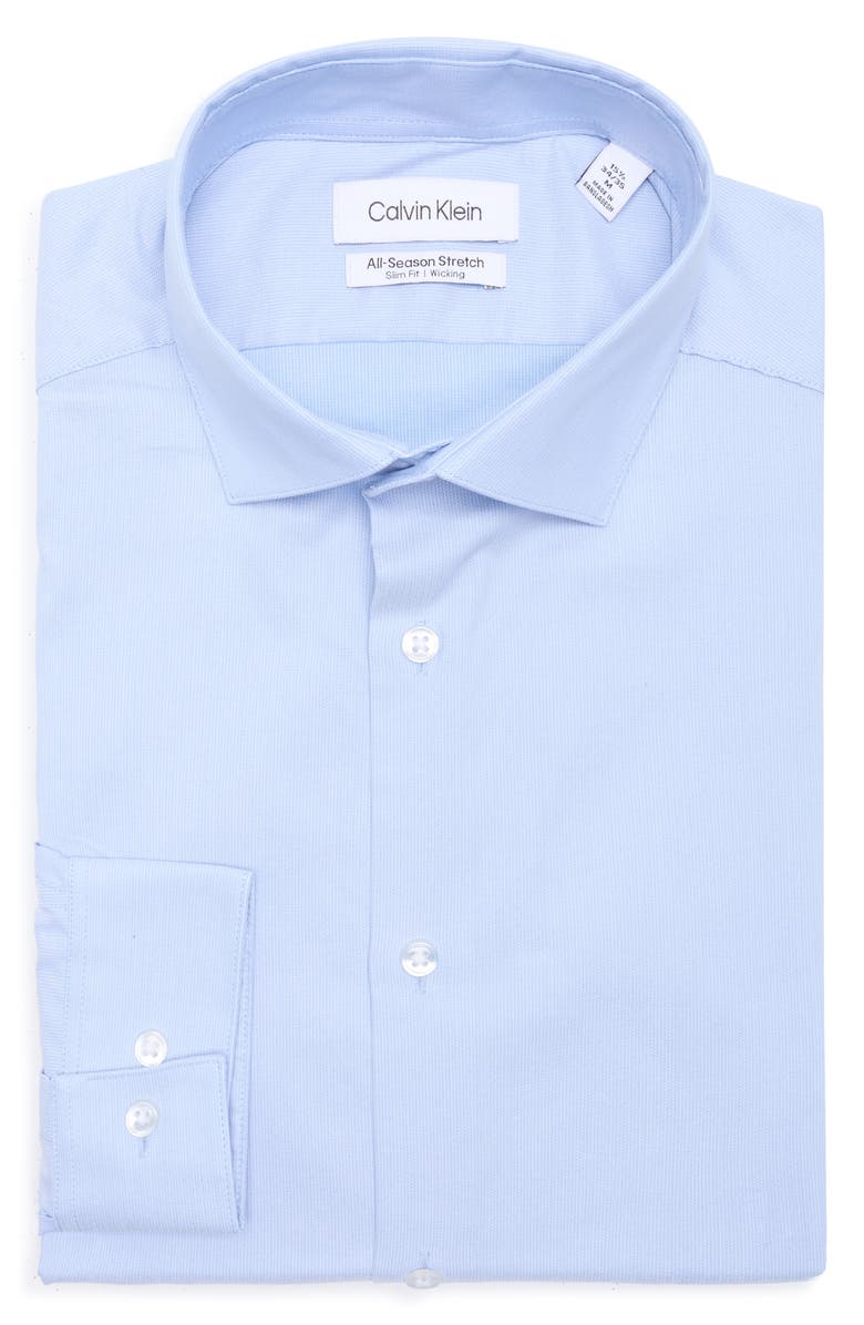 Calvin Klein All Season Slim Fit Stretch Dress Shirt, Alternate, color, Soft Blue