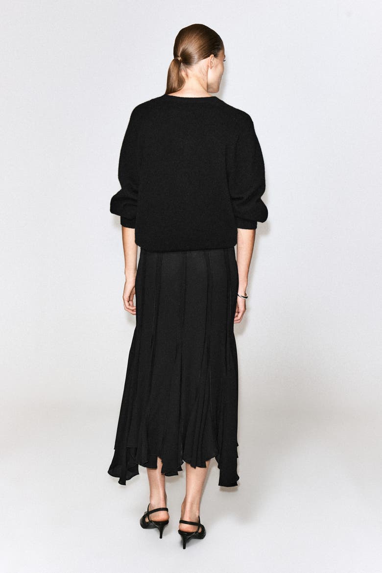 Voluminous Pleated Midi Skirt, Alternate, color, BLACK