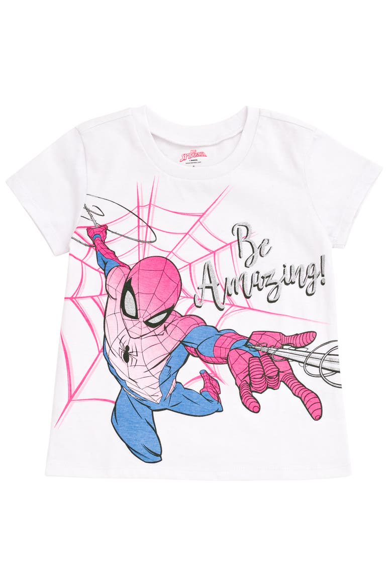 Spider-Man T-Shirt and Tutu Skirt Set, Alternate, color, Spidey Pink White